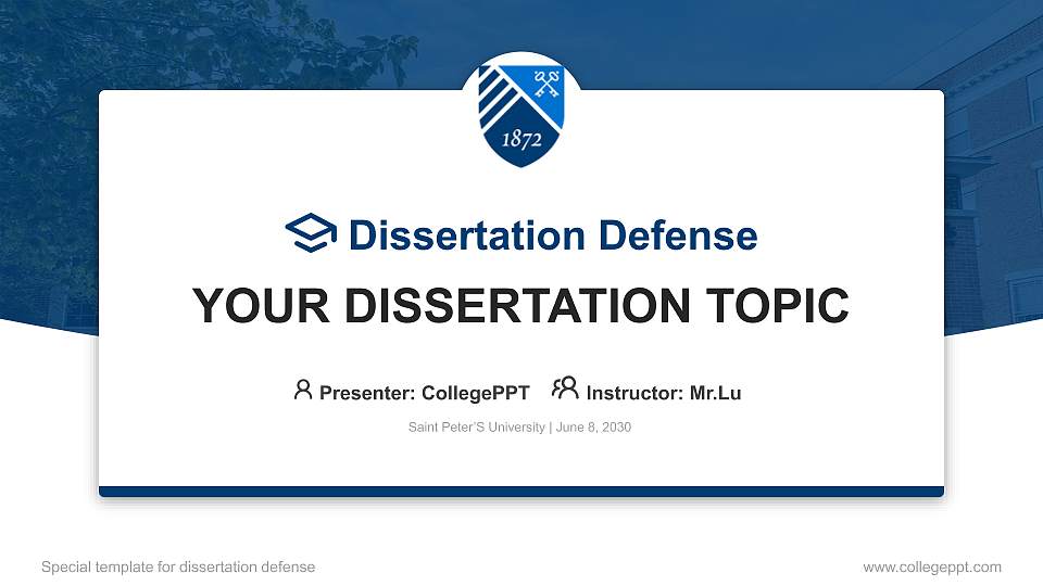 Saint Peter’S University Graduation Thesis Defense PPT Template16:9 ratio PPT effect preview image
