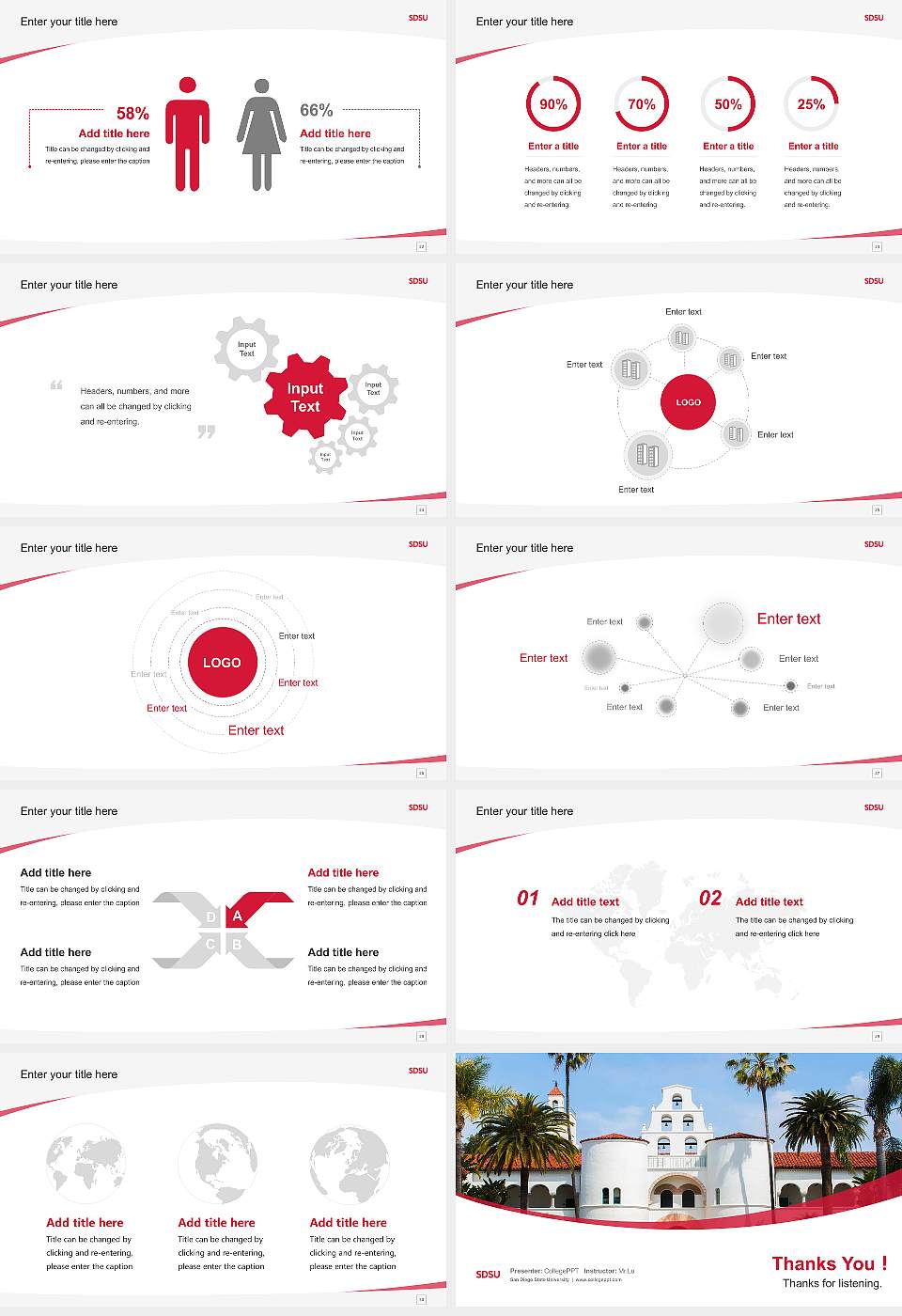 San Diego State University Course/Courseware Creation PPT Template16:9 ratio PPT effect preview image4