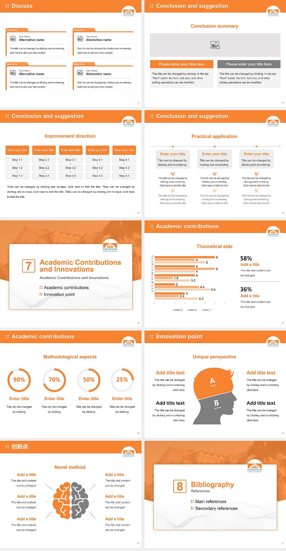 Savannah State University Graduation Thesis Defense PPT Template4:3 ratio PPT effect preview image6