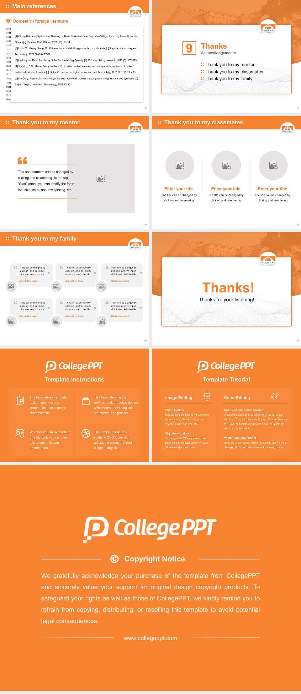 Savannah State University Graduation Thesis Defense PPT Template4:3 ratio PPT effect preview image7