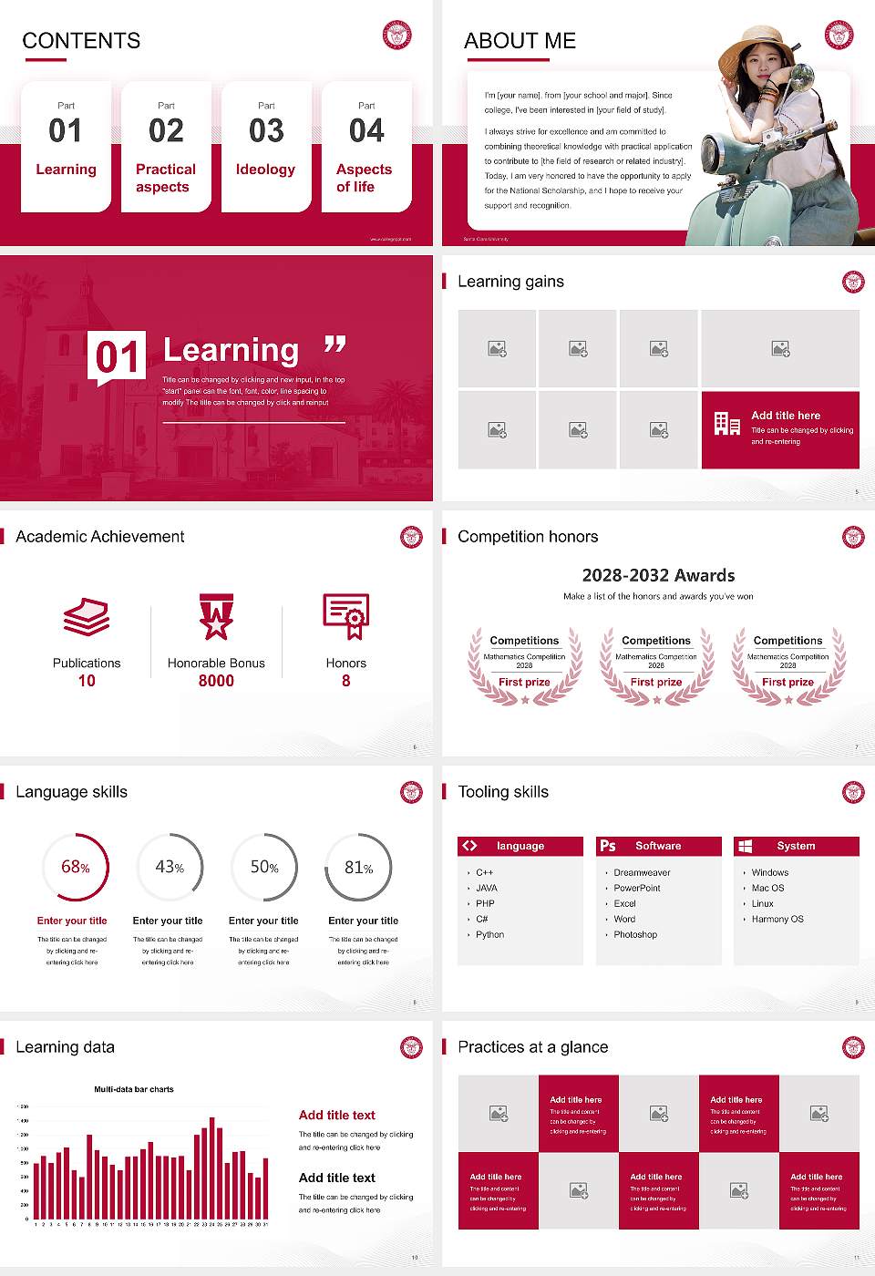 Santa Clara University National Scholarship Defense PPT Template16:9 ratio PPT effect preview image2