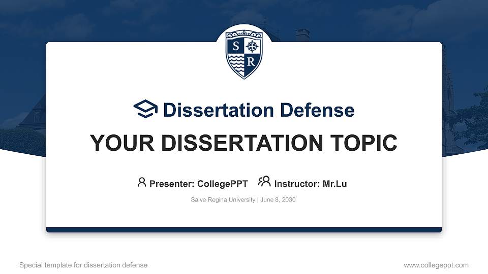 Salve Regina University Graduation Thesis Defense PPT Template16:9 ratio PPT effect preview image