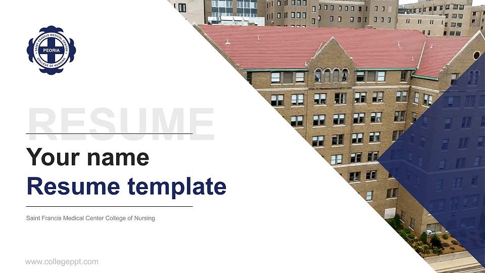 Saint Francis Medical Center College of Nursing Resume PPT Template16:9 ratio PPT effect preview image1