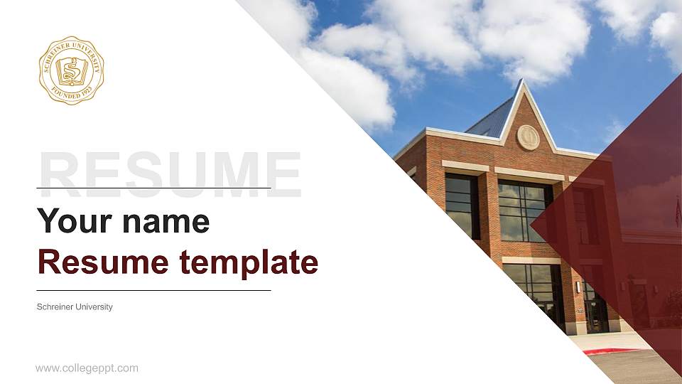 Schreiner University Resume PPT Template16:9 ratio PPT effect preview image