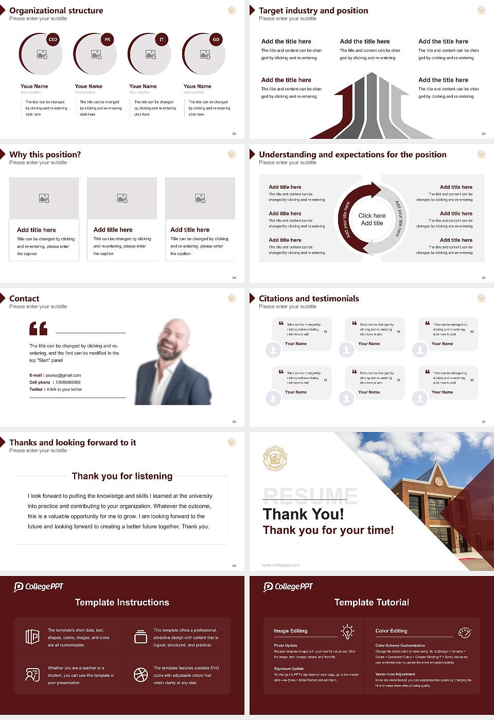 Schreiner University Resume PPT Template16:9 ratio PPT effect preview image4