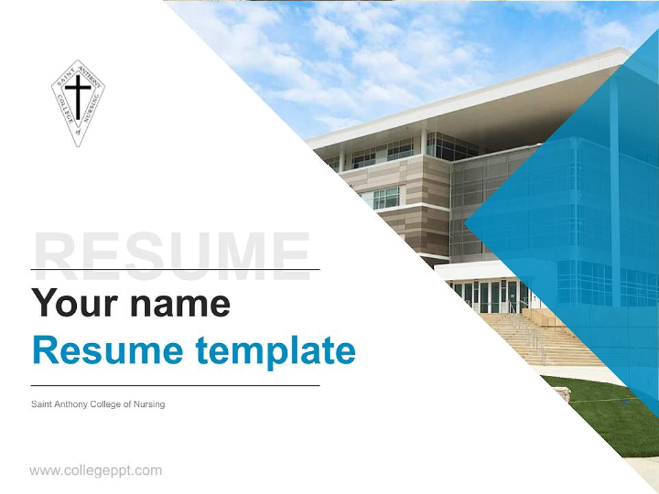 Saint Anthony College of Nursing Resume PPT Template4:3 ratio PPT effect preview image5