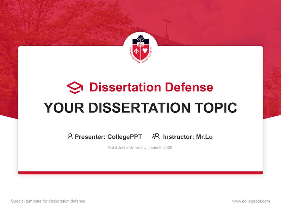 Saint Johns University Graduation Thesis Defense PPT Template4:3 ratio PPT effect preview image7