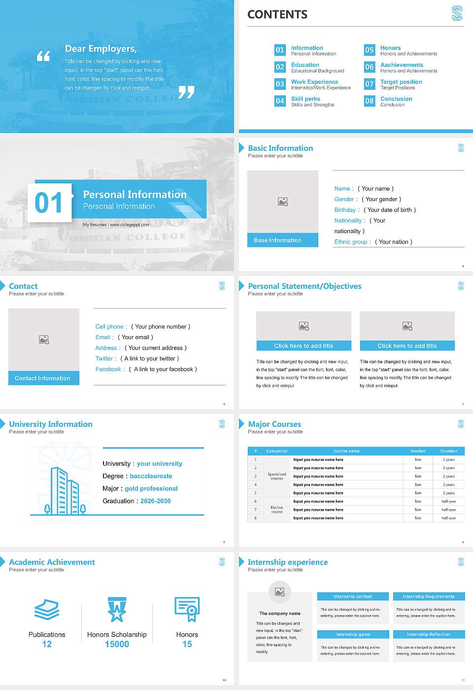San Diego Christian College Resume PPT Template16:9 ratio PPT effect preview image2