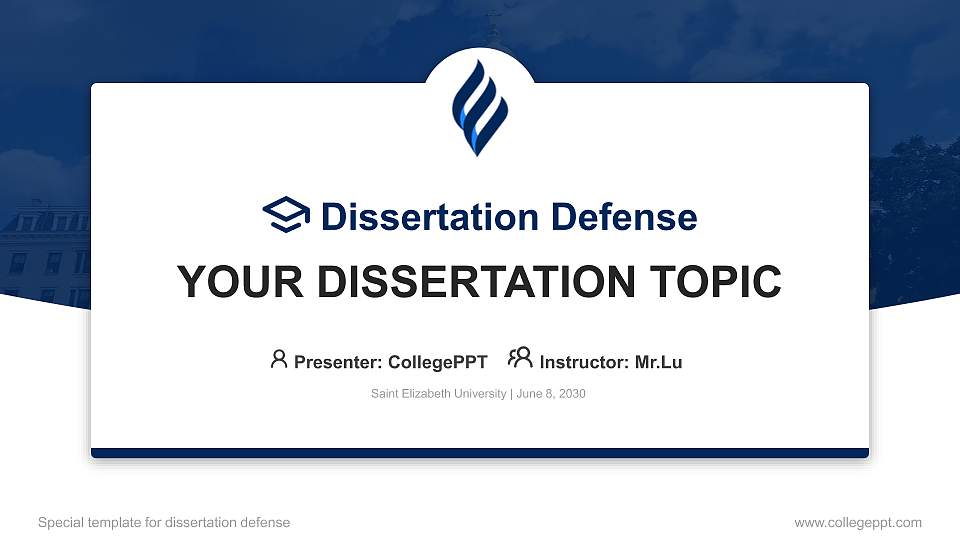 Saint Elizabeth University Graduation Thesis Defense PPT Template16:9 ratio PPT effect preview image