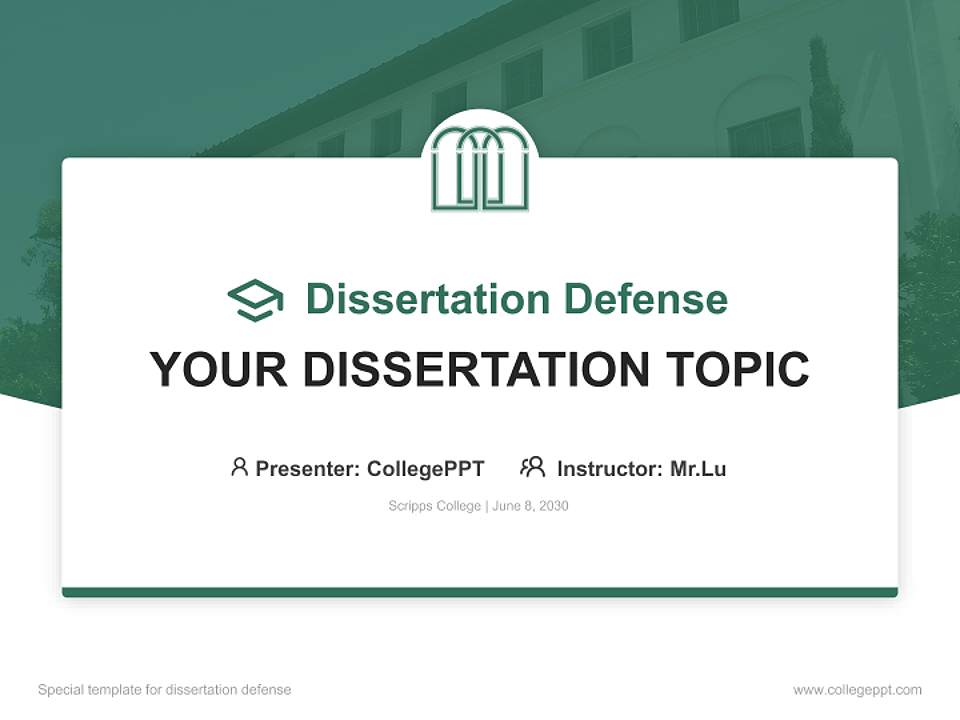 Scripps College Graduation Thesis Defense PPT Template4:3 ratio PPT effect preview image7