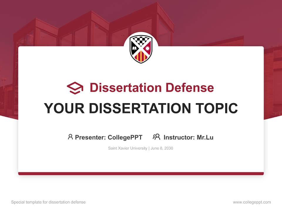 Saint Xavier University Graduation Thesis Defense PPT Template4:3 ratio PPT effect preview image7
