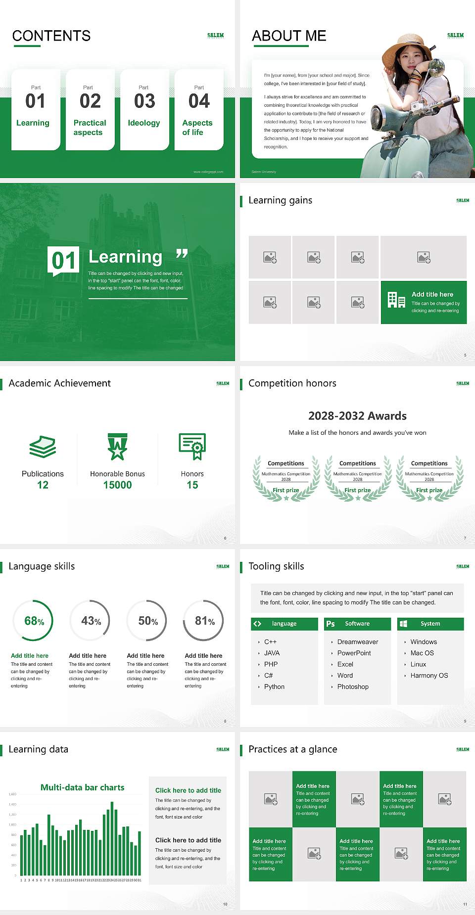 Salem University National Scholarship Defense PPT Template4:3 ratio PPT effect preview image2