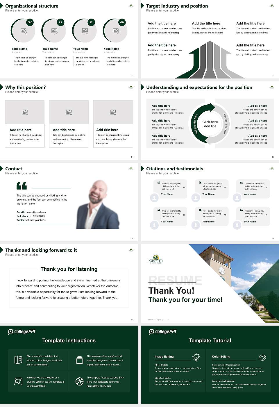 Saint Leo University Resume PPT Template16:9 ratio PPT effect preview image4