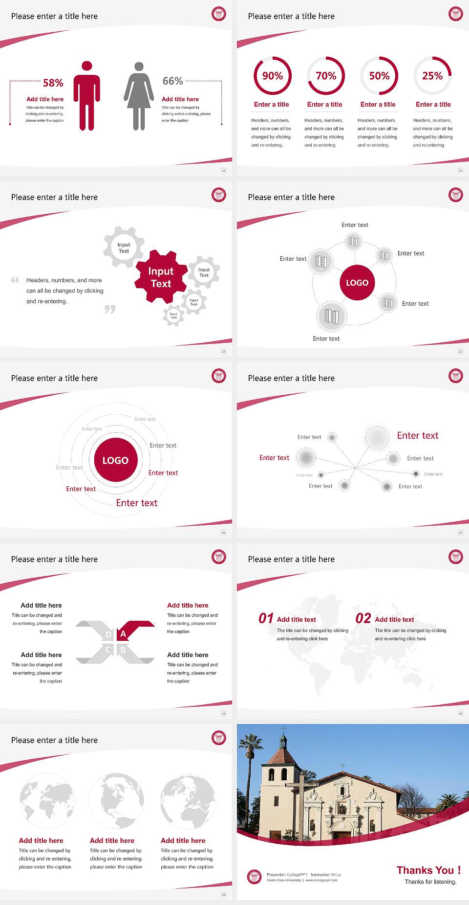 Santa Clara University Course/Courseware Creation PPT Template4:3 ratio PPT effect preview image4