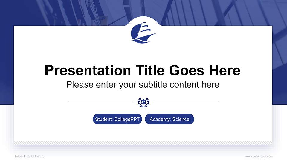 Salem State University National Scholarship Defense PPT Template16:9 ratio PPT effect preview image