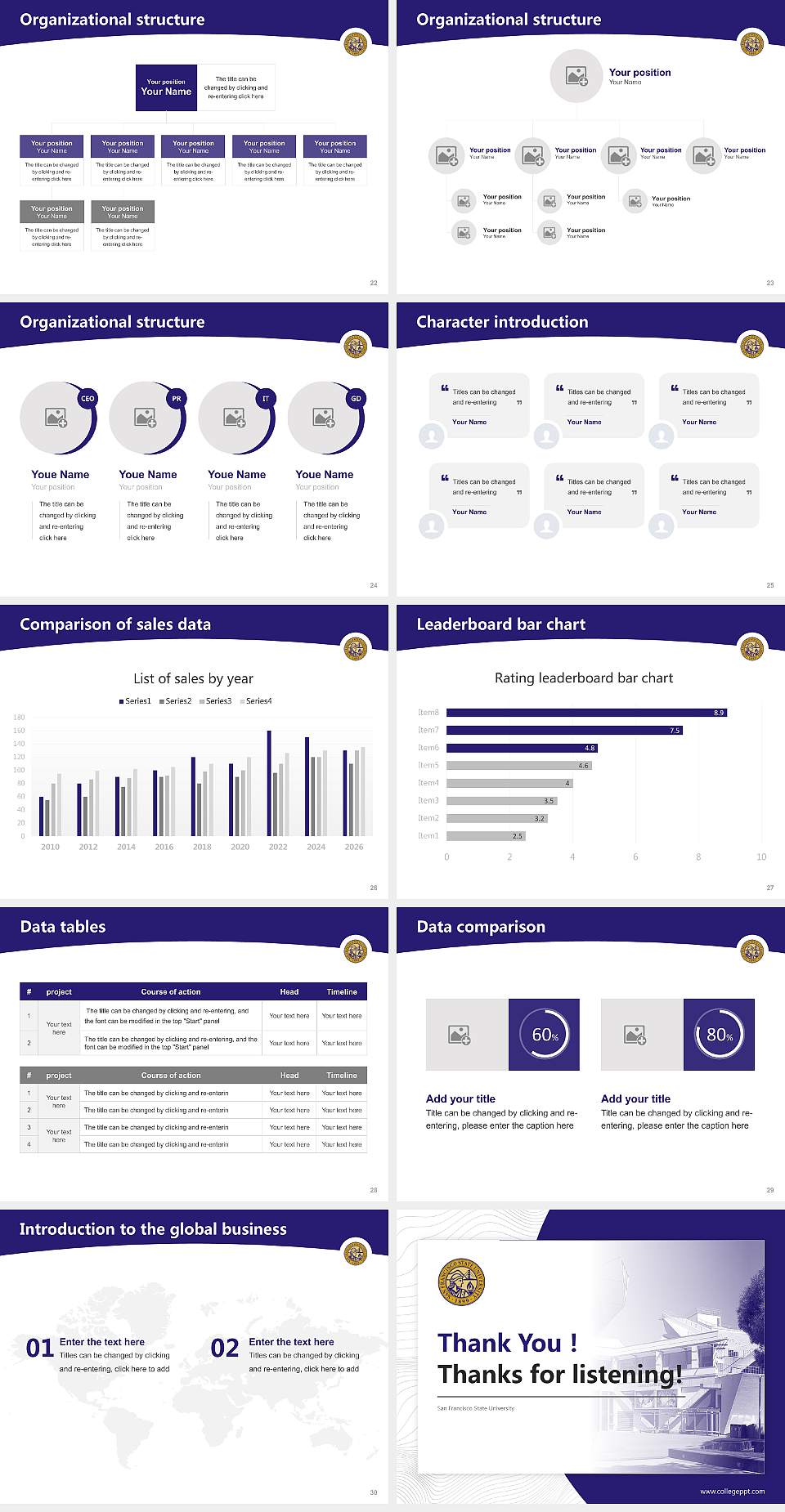 San Francisco State University Academic Presentation/Research Findings Report PPT Template4:3 ratio PPT effect preview image4