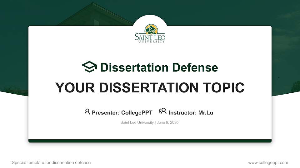 Saint Leo University Graduation Thesis Defense PPT Template16:9 ratio PPT effect preview image