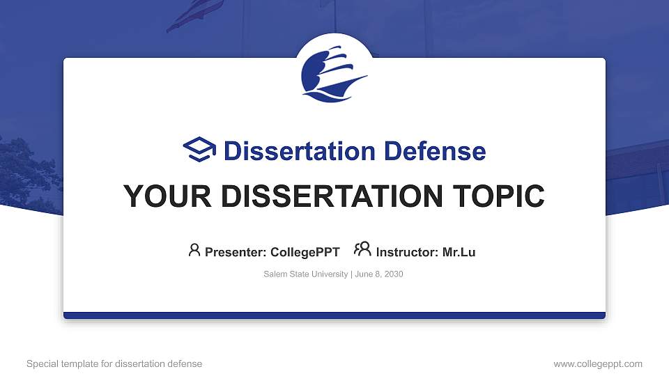 Salem State University Graduation Thesis Defense PPT Template16:9 ratio PPT effect preview image