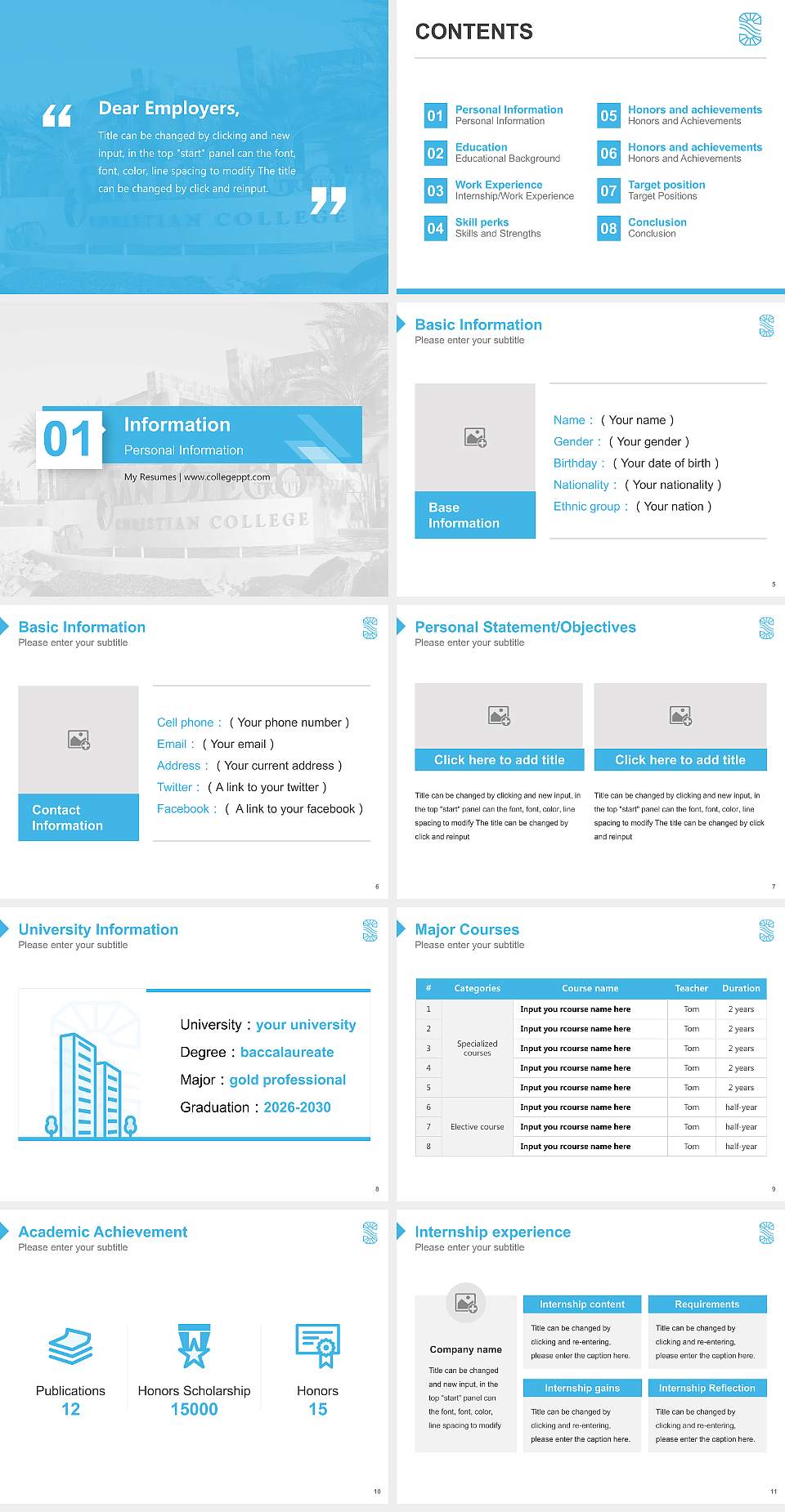 San Diego Christian College Resume PPT Template4:3 ratio PPT effect preview image2