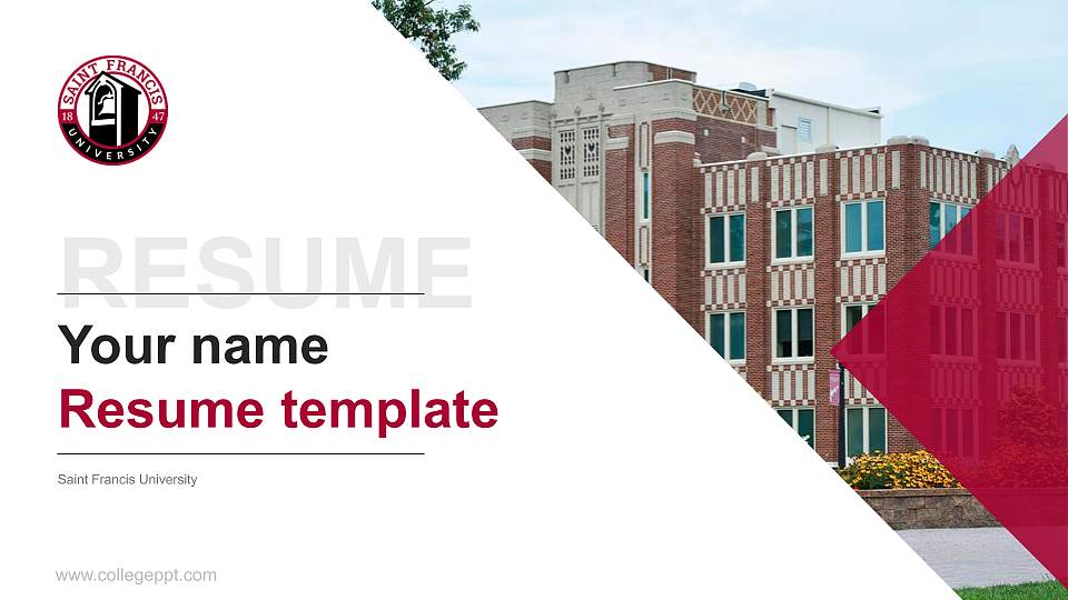 Saint Francis University Resume PPT Template16:9 ratio PPT effect preview image