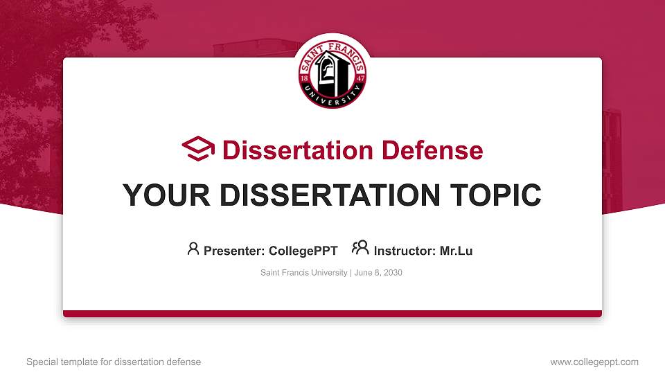 Saint Francis University Graduation Thesis Defense PPT Template16:9 ratio PPT effect preview image