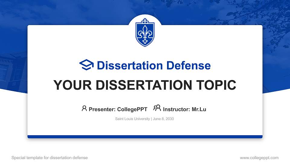 Saint Louis University Graduation Thesis Defense PPT Template16:9 ratio PPT effect preview image