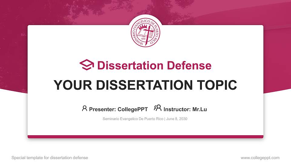 Seminario Evangelico De Puerto Rico Graduation Thesis Defense PPT Template16:9 ratio PPT effect preview image