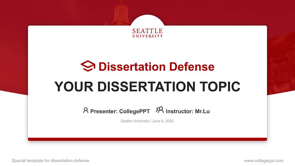 Seattle University Graduation Thesis Defense PPT Template16:9 ratio PPT effect preview image