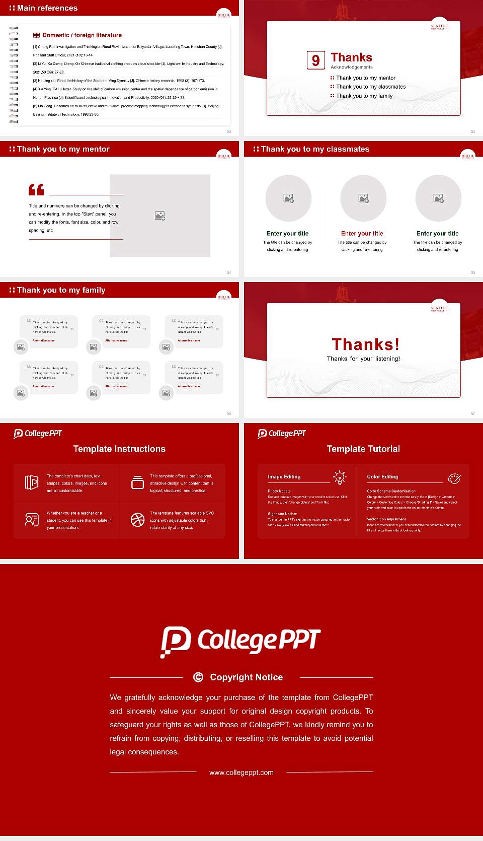 Seattle University Graduation Thesis Defense PPT Template16:9 ratio PPT effect preview image7
