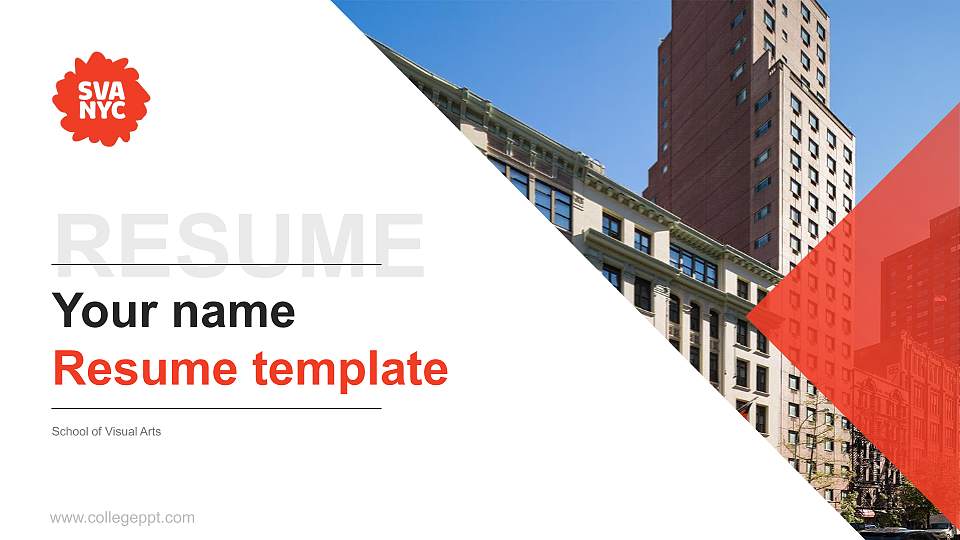 School of Visual Arts Resume PPT Template16:9 ratio PPT effect preview image