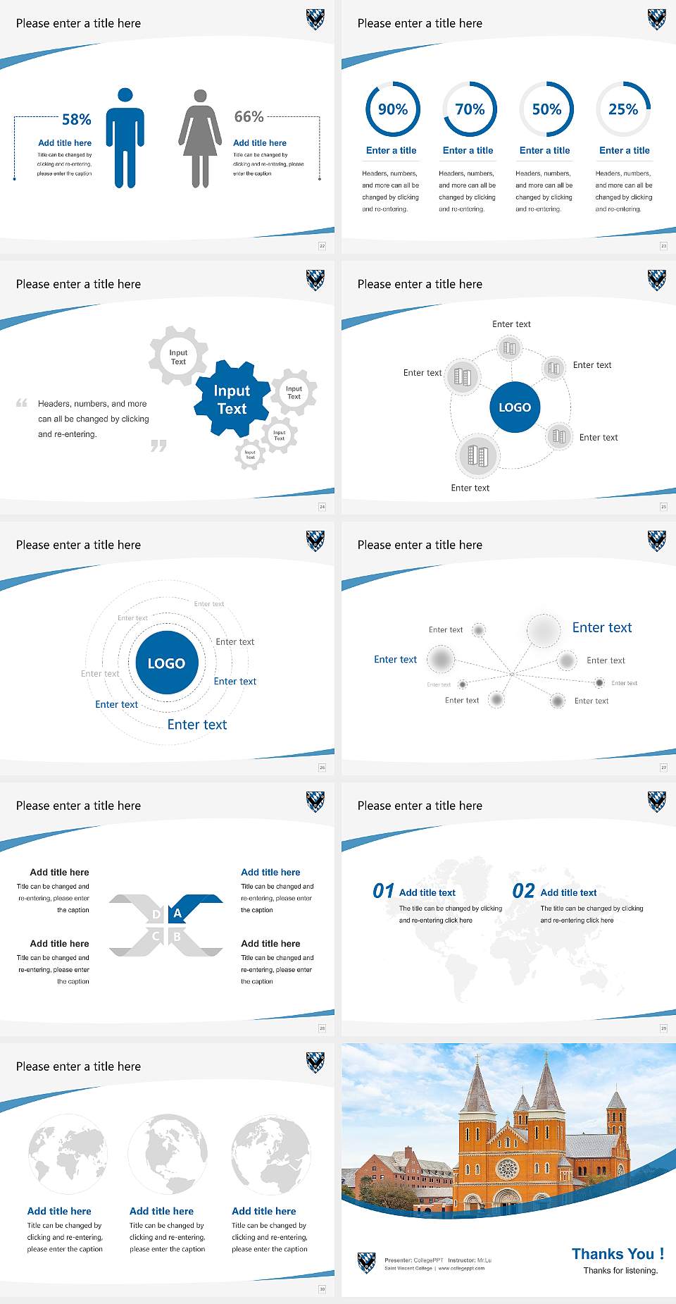 Saint Vincent College Course/Courseware Creation PPT Template4:3 ratio PPT effect preview image4