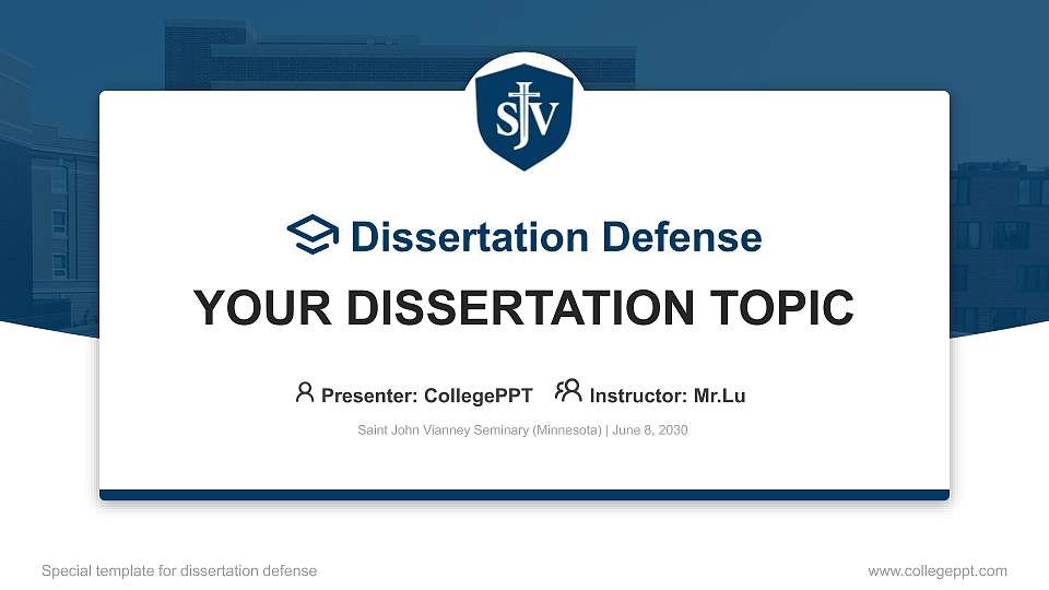 Saint John Vianney Seminary (Minnesota) Graduation Thesis Defense PPT Template16:9 ratio PPT effect preview image