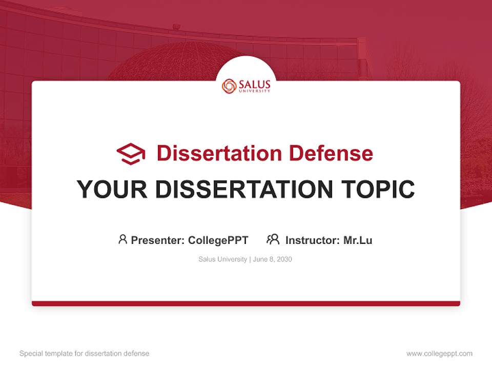 Salus University Graduation Thesis Defense PPT Template4:3 ratio PPT effect preview image7