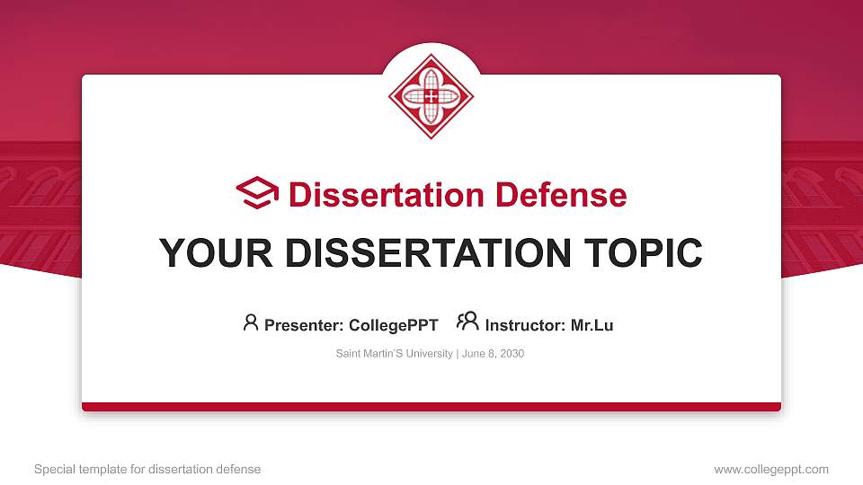 Saint Martin’S University Graduation Thesis Defense PPT Template16:9 ratio PPT effect preview image