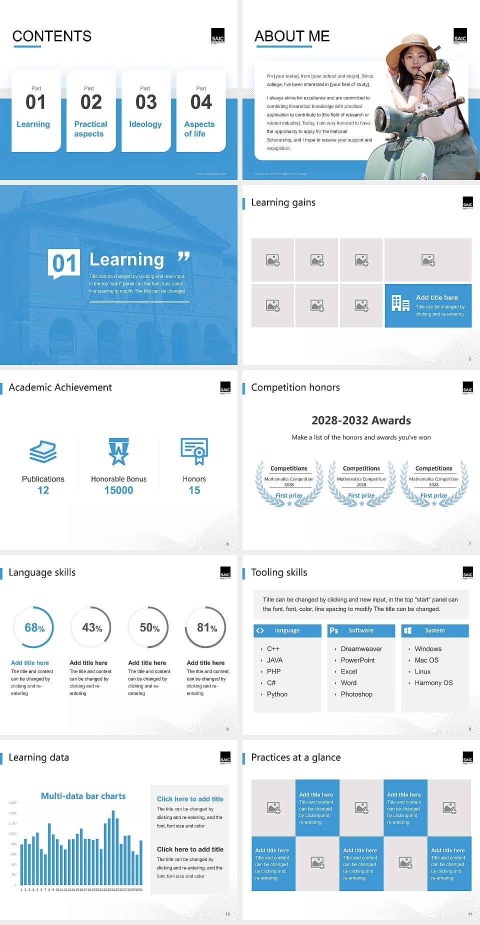 School of the Art Institute of Chicago National Scholarship Defense PPT Template4:3 ratio PPT effect preview image2
