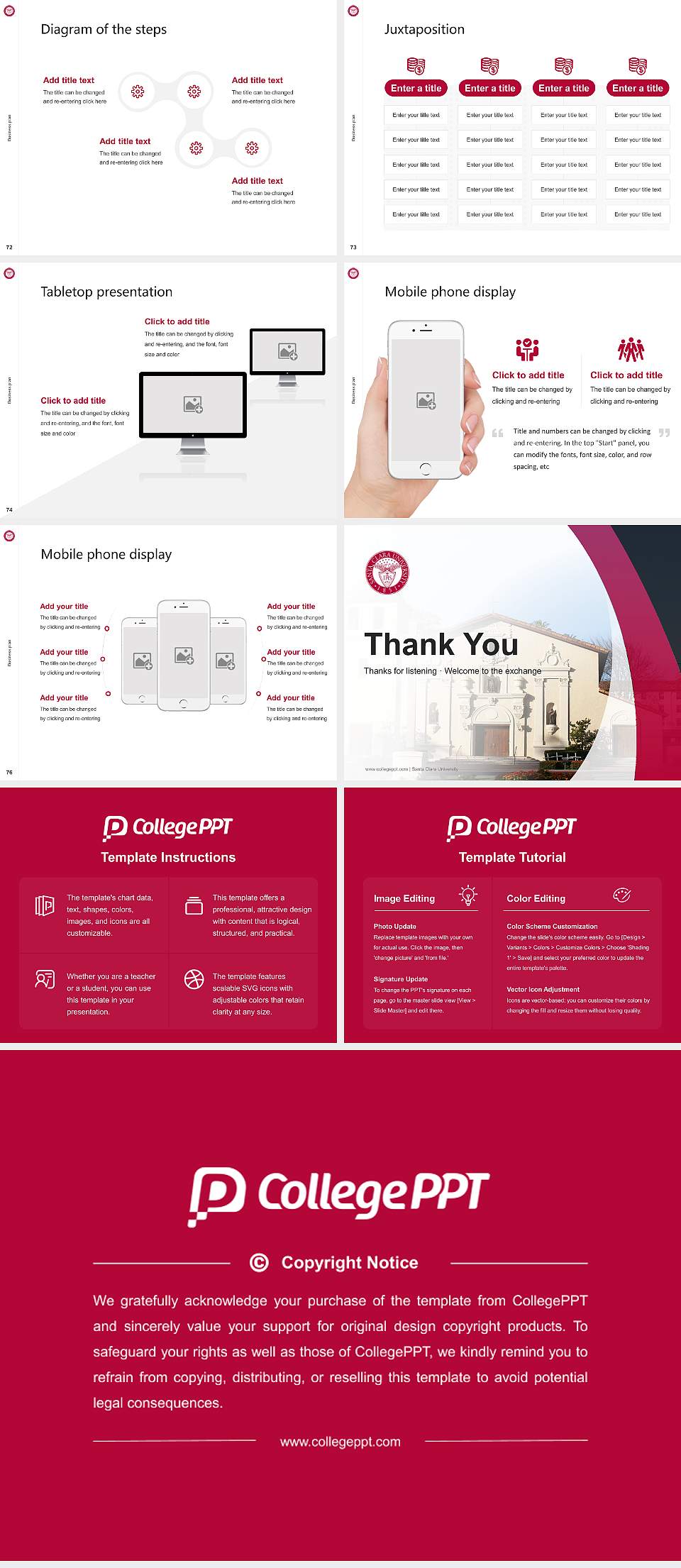 Santa Clara University Competition/Entrepreneurship Contest PPT Template4:3 ratio PPT effect preview image9