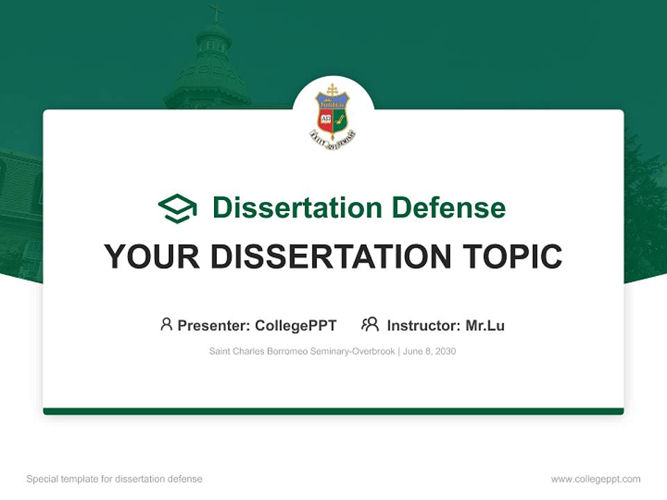 Saint Charles Borromeo Seminary-Overbrook Graduation Thesis Defense PPT Template4:3 ratio PPT effect preview image7