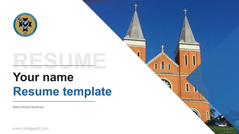Saint Vincent Seminary Resume PPT Template16:9 ratio PPT effect preview image