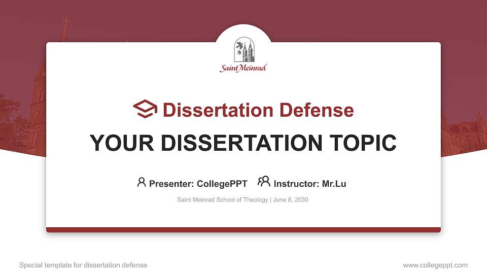 Saint Meinrad School of Theology Graduation Thesis Defense PPT Template16:9 ratio PPT effect preview image
