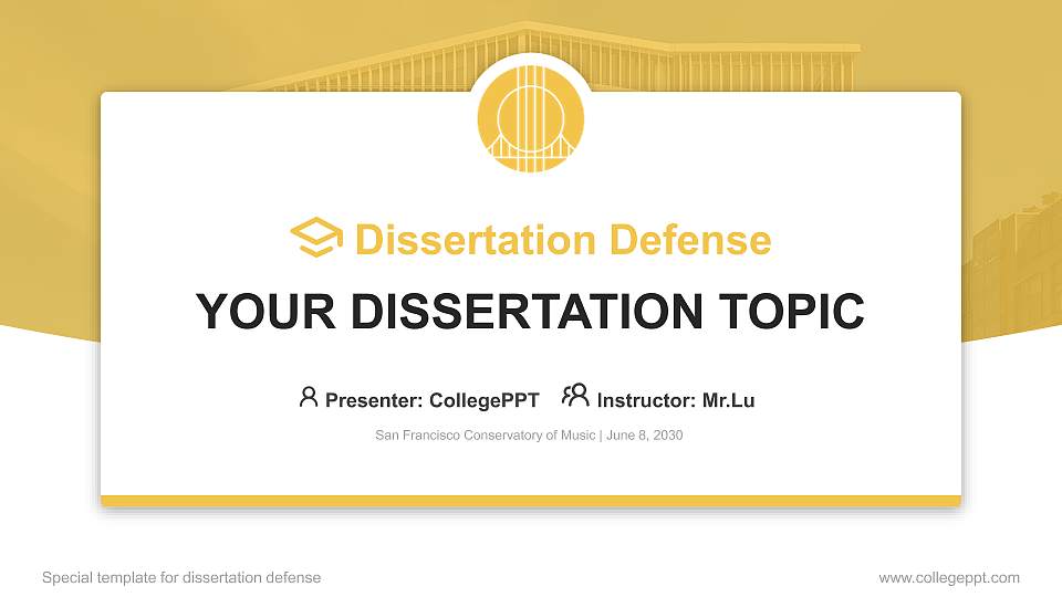 San Francisco Conservatory of Music Graduation Thesis Defense PPT Template16:9 ratio PPT effect preview image