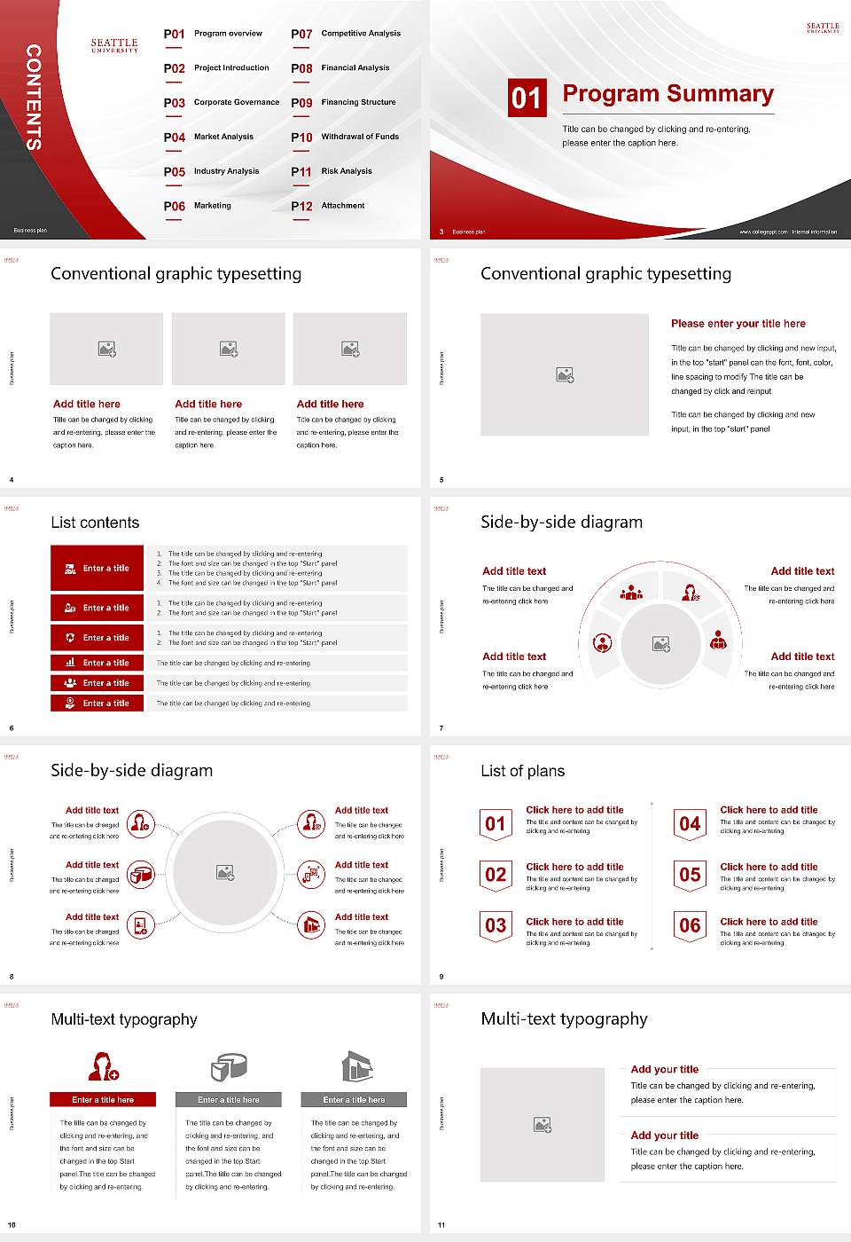 Seattle University Competition/Entrepreneurship Contest PPT Template16:9 ratio PPT effect preview image2