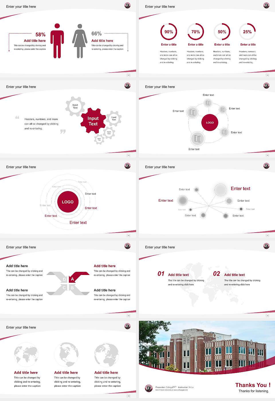 Saint Francis University Course/Courseware Creation PPT Template16:9 ratio PPT effect preview image4