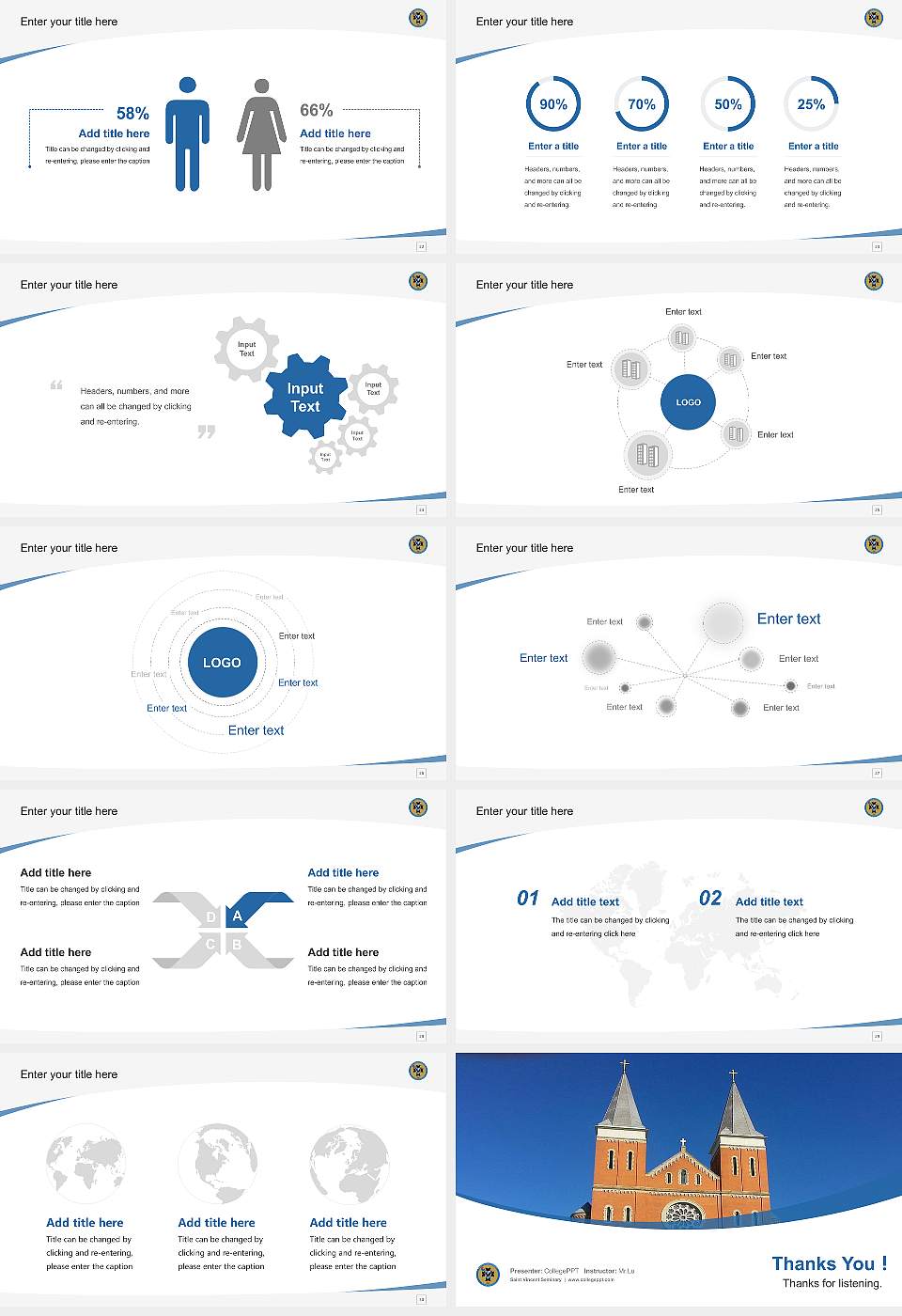 Saint Vincent Seminary Course/Courseware Creation PPT Template16:9 ratio PPT effect preview image4