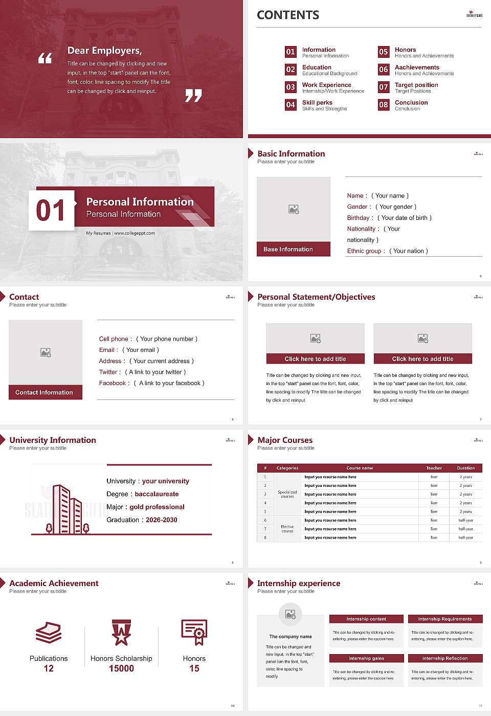 Seattle Pacific University Resume PPT Template16:9 ratio PPT effect preview image2