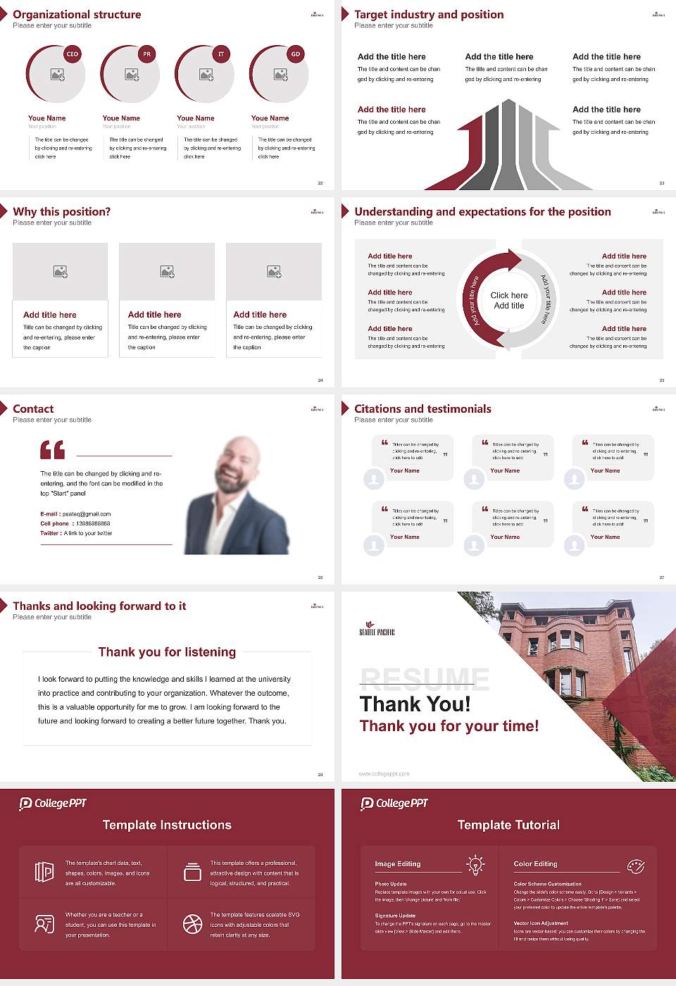 Seattle Pacific University Resume PPT Template16:9 ratio PPT effect preview image4