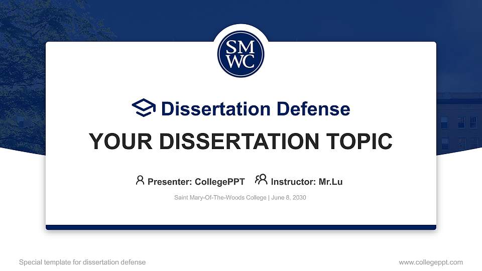 Saint Mary-Of-The-Woods College Graduation Thesis Defense PPT Template16:9 ratio PPT effect preview image