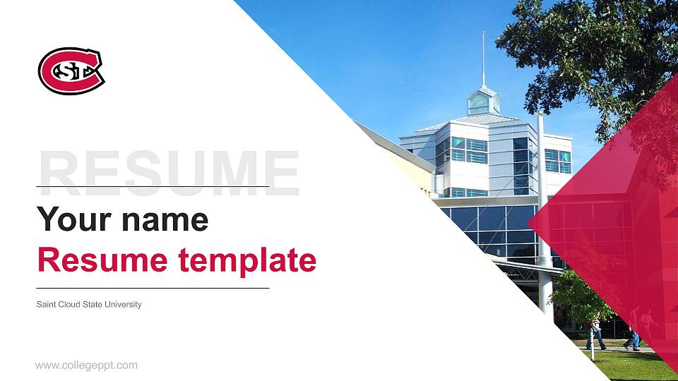 Saint Cloud State University Resume PPT Template16:9 ratio PPT effect preview image