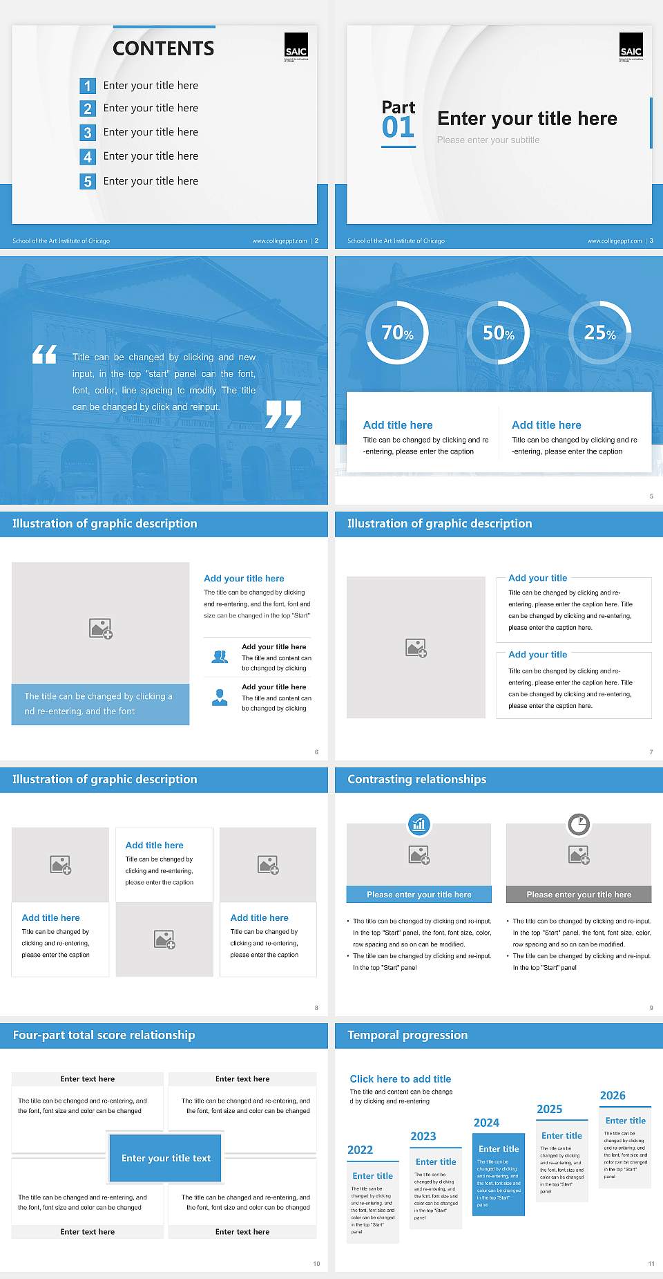 School of the Art Institute of Chicago Thesis Proposal/Graduation Defense PPT Template4:3 ratio PPT effect preview image2