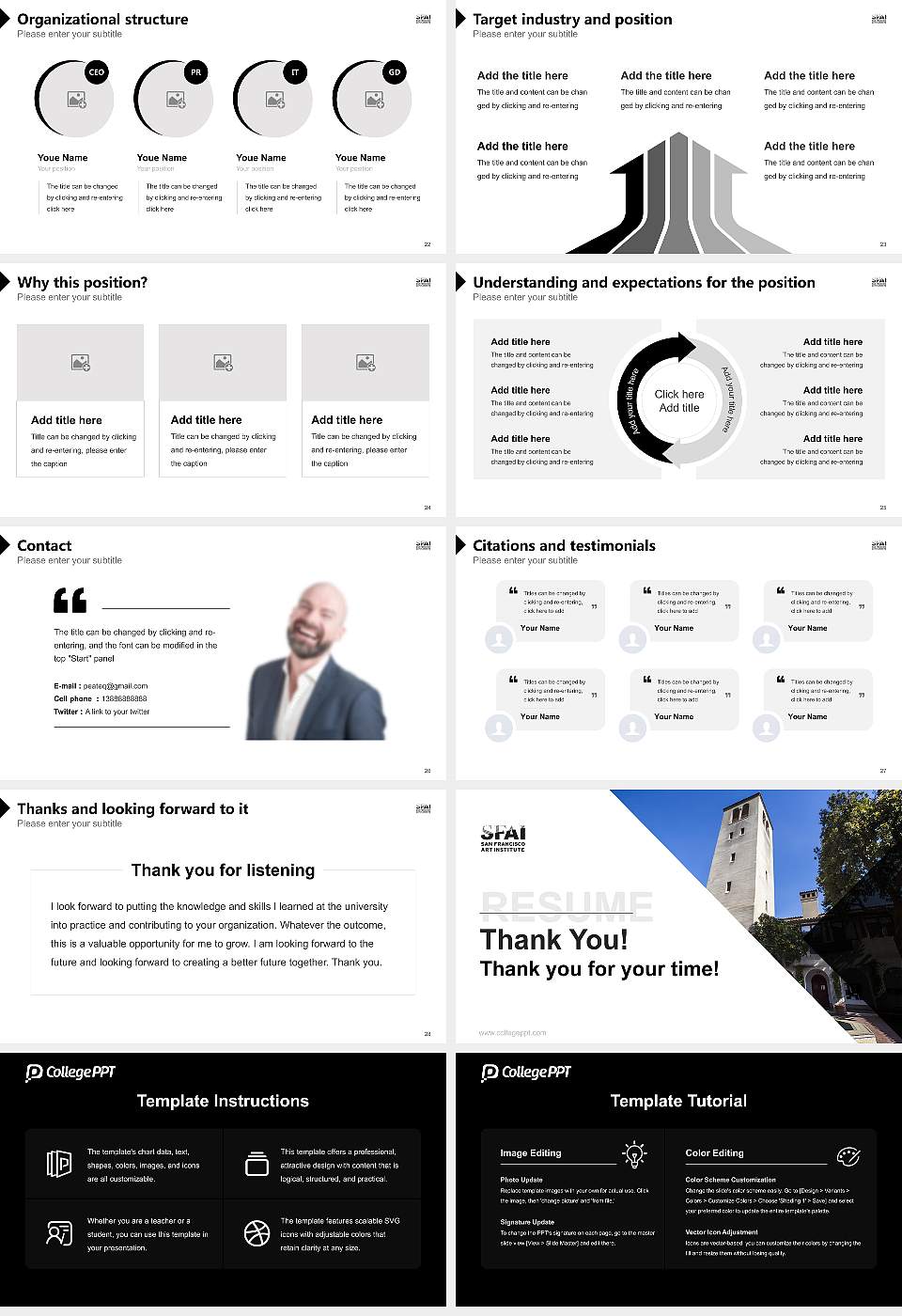 San Francisco Art Institute Resume PPT Template16:9 ratio PPT effect preview image4