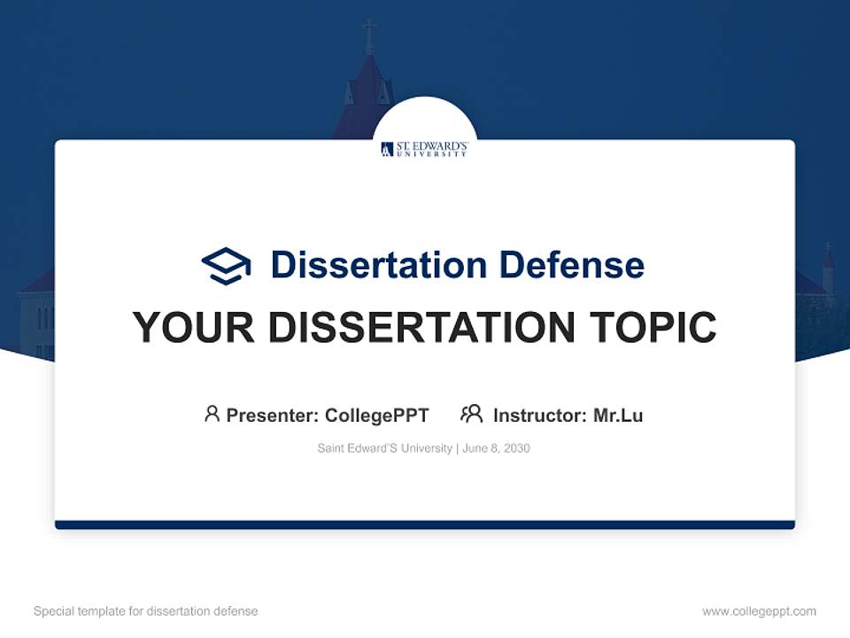 Saint Edward’S University Graduation Thesis Defense PPT Template4:3 ratio PPT effect preview image7